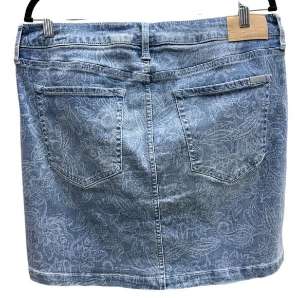 SEVEN Delaney Denim Mini Skirt Floral Paisley Sz 12 - Picture 3 of 7